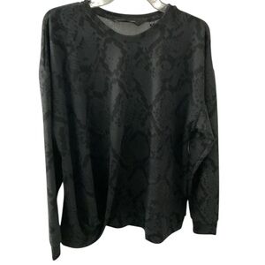 Colleen Lopez Black Snake-Print Crewneck Sweater